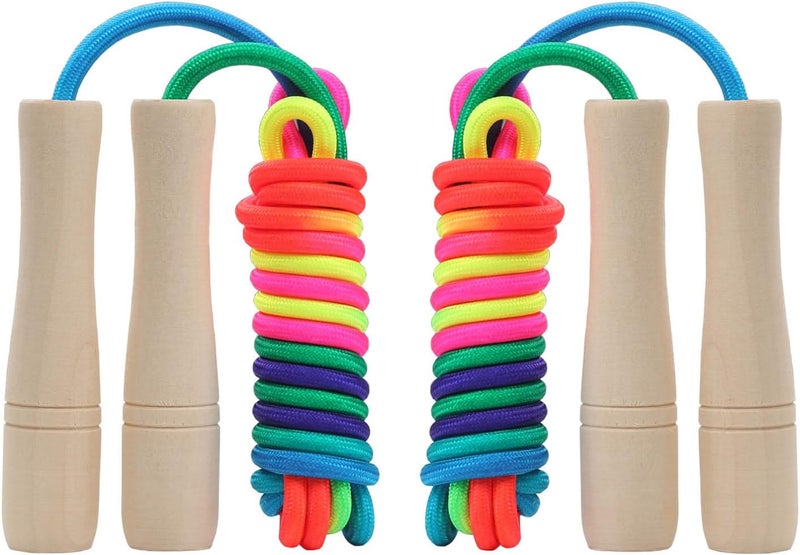 AUMCDIK Jump Rope for Kids, Adjustable Toddler Jump Rope with Wooden Handle and Cotton Rope, Cute Skipping Rope for Boys and Girls Fitness Workout Exercise 8.5 Ft(Pink) - Image 1
